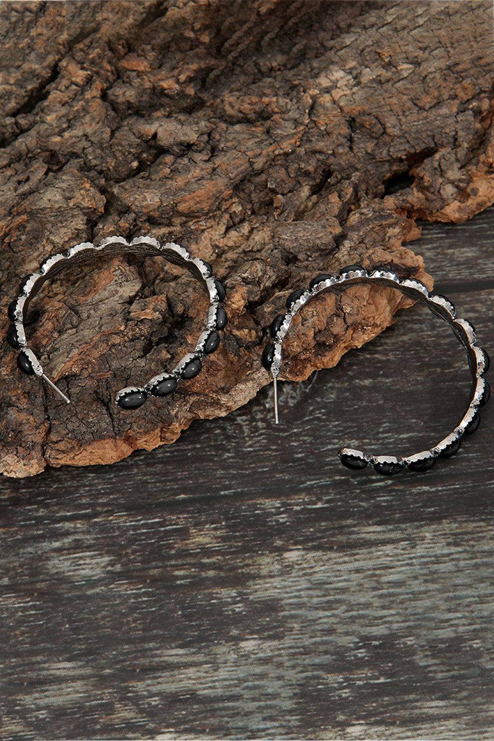 Pendientes Retro Círculo Turquesa En Forma De C