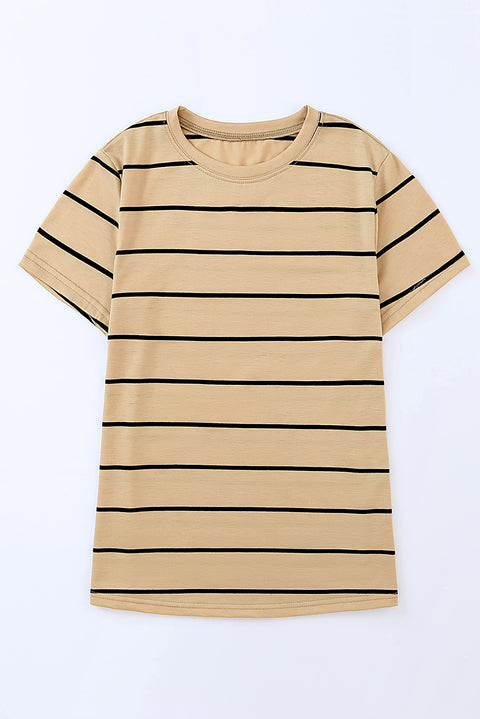 Round Neck Striped Print T-shirt