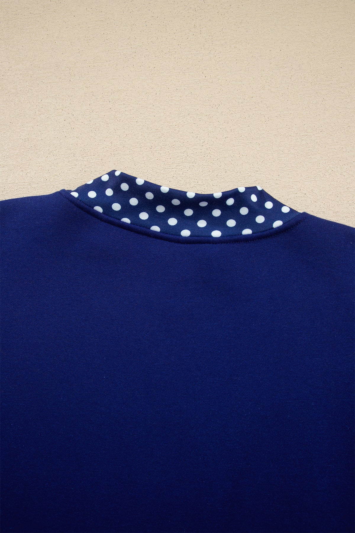 Dark Blue Colorblock Polka Dot Contrast Trim Oversized Sweatshirt