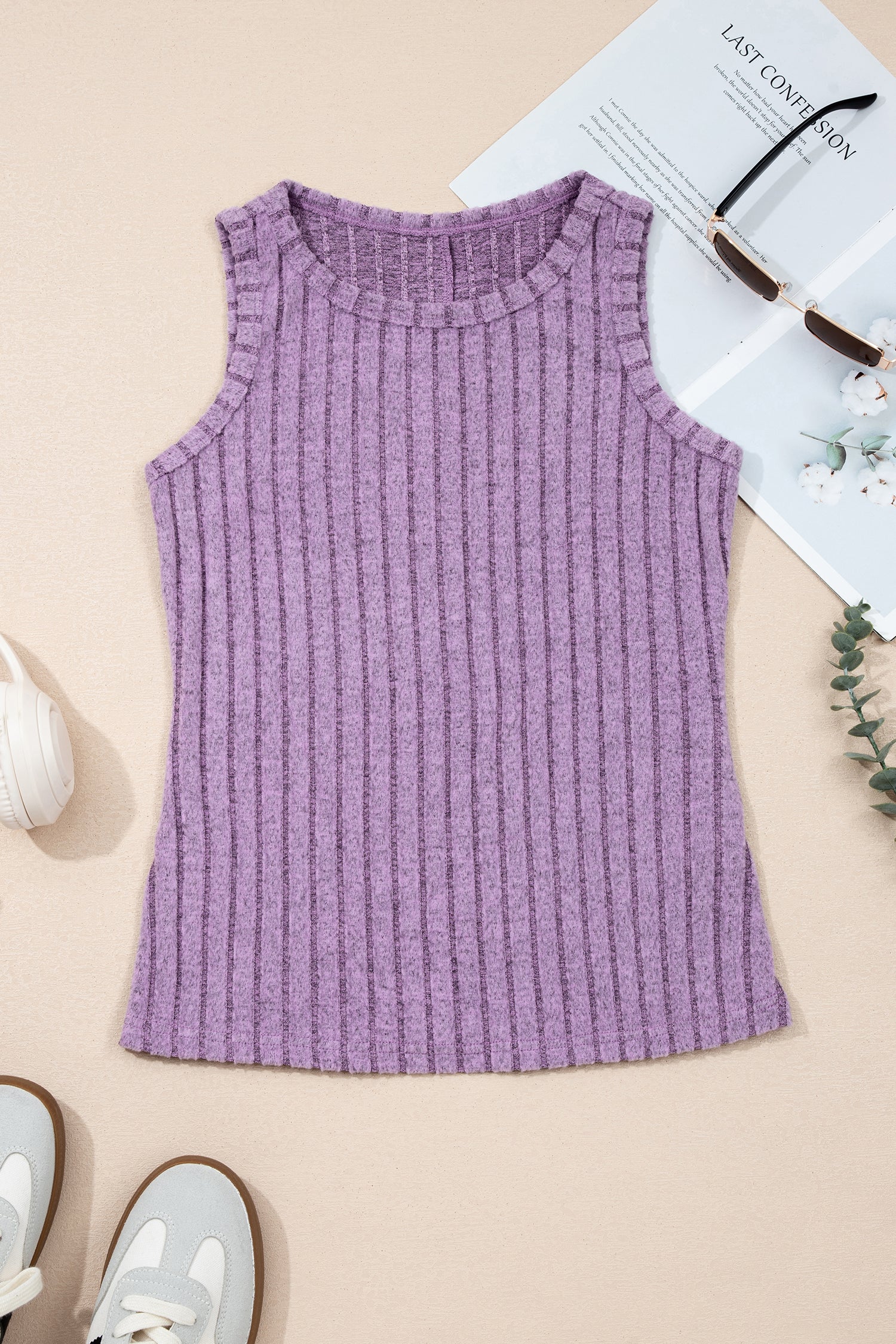 Phalaenopsis Slim Ribbed Mineral Wash Tank Top