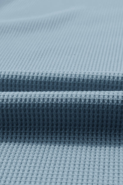 Top de manga larga con botones de punto tipo gofre marrón 