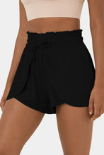 Black Frilly High Waist Petal Wrap Swim Shorts
