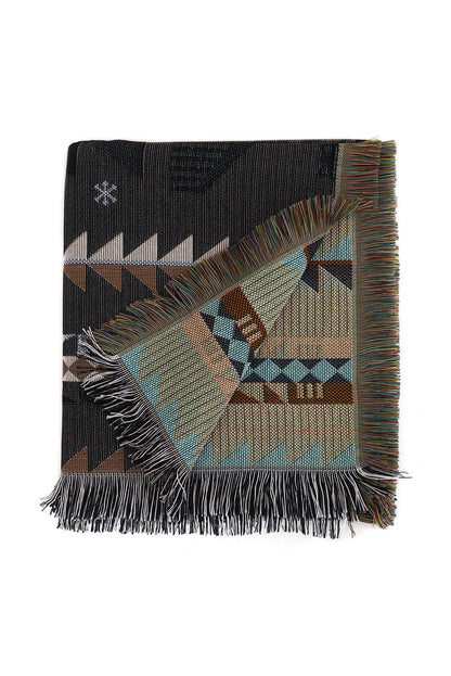 Western Pattern Tasseled Large Blanket