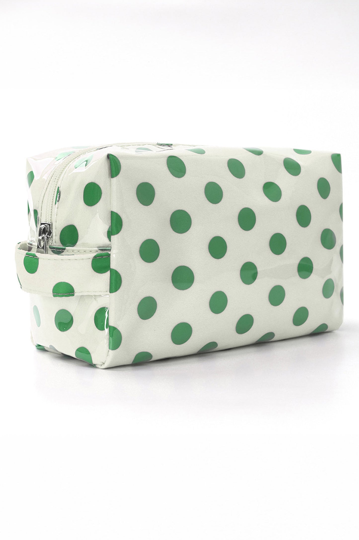White Durable PVC Polka Dot Makeup Bag