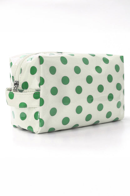 White Durable PVC Polka Dot Makeup Bag