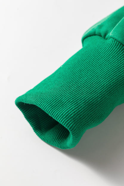 Bright Green Solid Color Hooded Long Sleeve Elastic Waist Pocket Pant Set