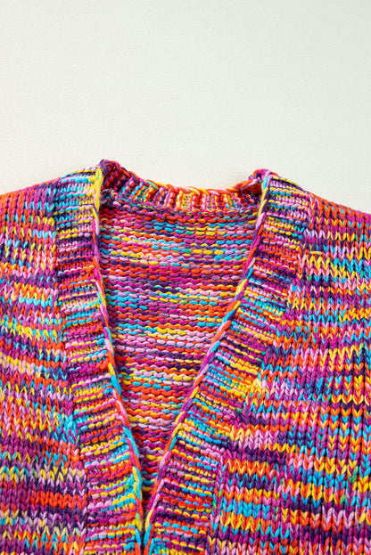 Cardigan ouvert à épaules tombantes et confettis roses