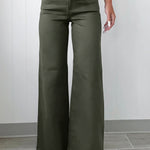 Mist Green 2-Button High Waist Flared Bottom Jeans