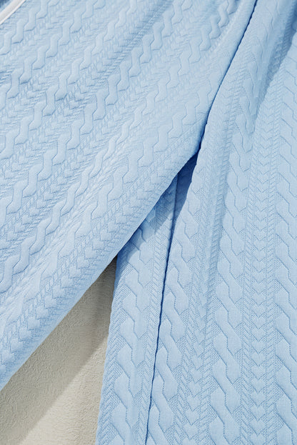 Ensemble débardeur et pantalon taille haute à bordures colorblock texturées bleu Beau