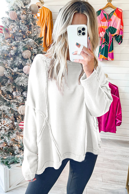 Sweat-shirt oversize à coutures apparentes, épaules tombantes et ourlet brut