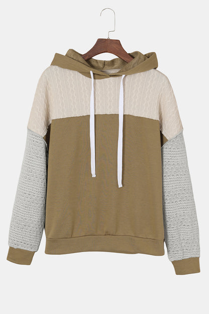 Sweat à capuche patchwork gris colorblock 