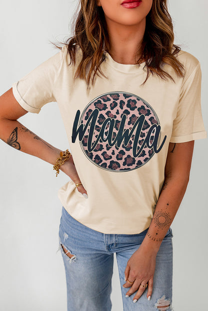 MOM life is the best life Camiseta con estampado de leopardo