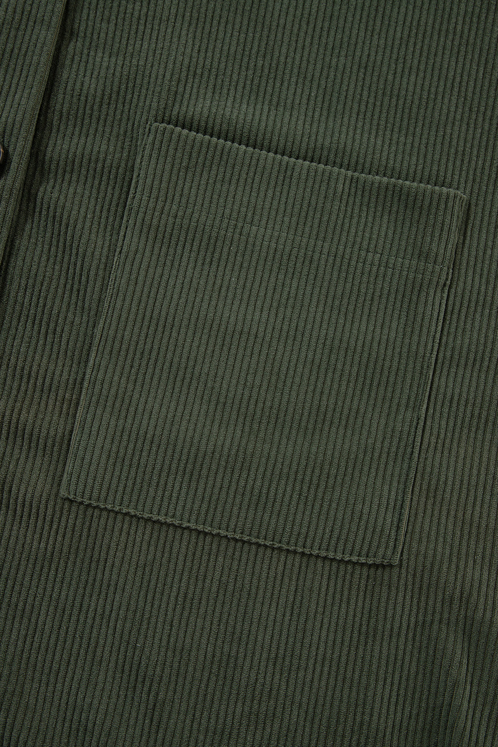 Veste-chemise à capuche surdimensionnée en velours côtelé contrasté vert jungle