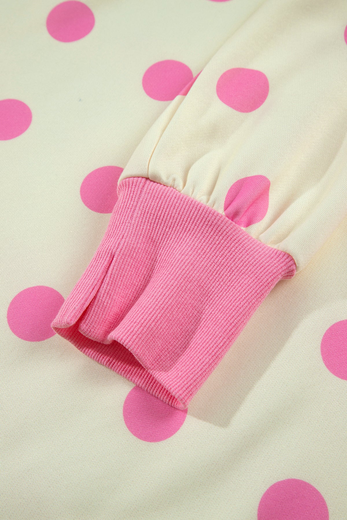 Yellow Polka Dot Contrast Patchwork Round Neck Baggy Sweatshirt