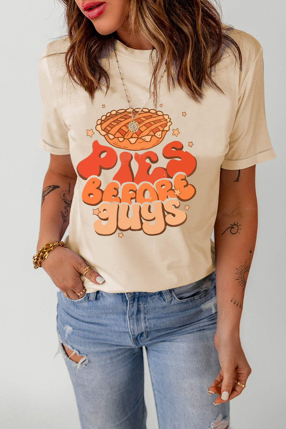 T-shirt kaki tendance Thanksgiving PIES BEFORE GUYS