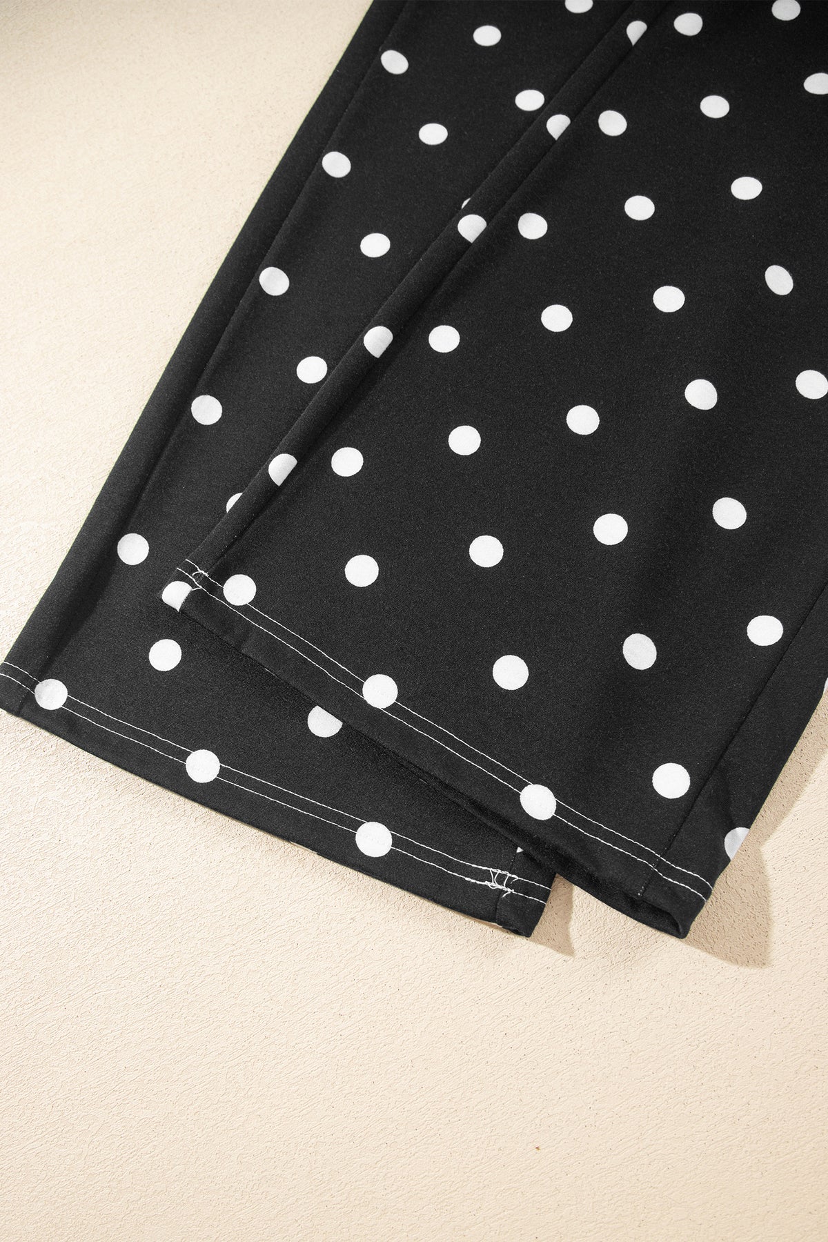 Black Polka Dot Half Sleeve Loose Top Elastic Waist Casual Pants Set