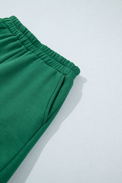 Evergreen Polka Dot Trim Baggy Pullover 2pcs Short Set