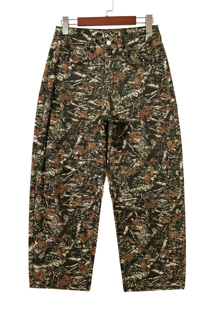 Multicolour Western Woodland Camouflage Straight Leg Shift Jeans