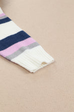 Stripe Plus Size Striped Hooded Knit Sweater