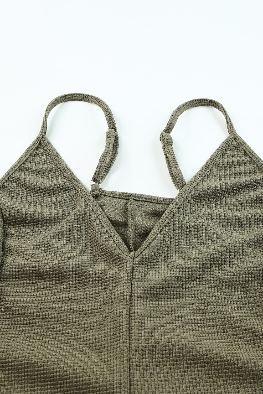 Mono casual texturizado sin mangas con cuello en V y bolsillos