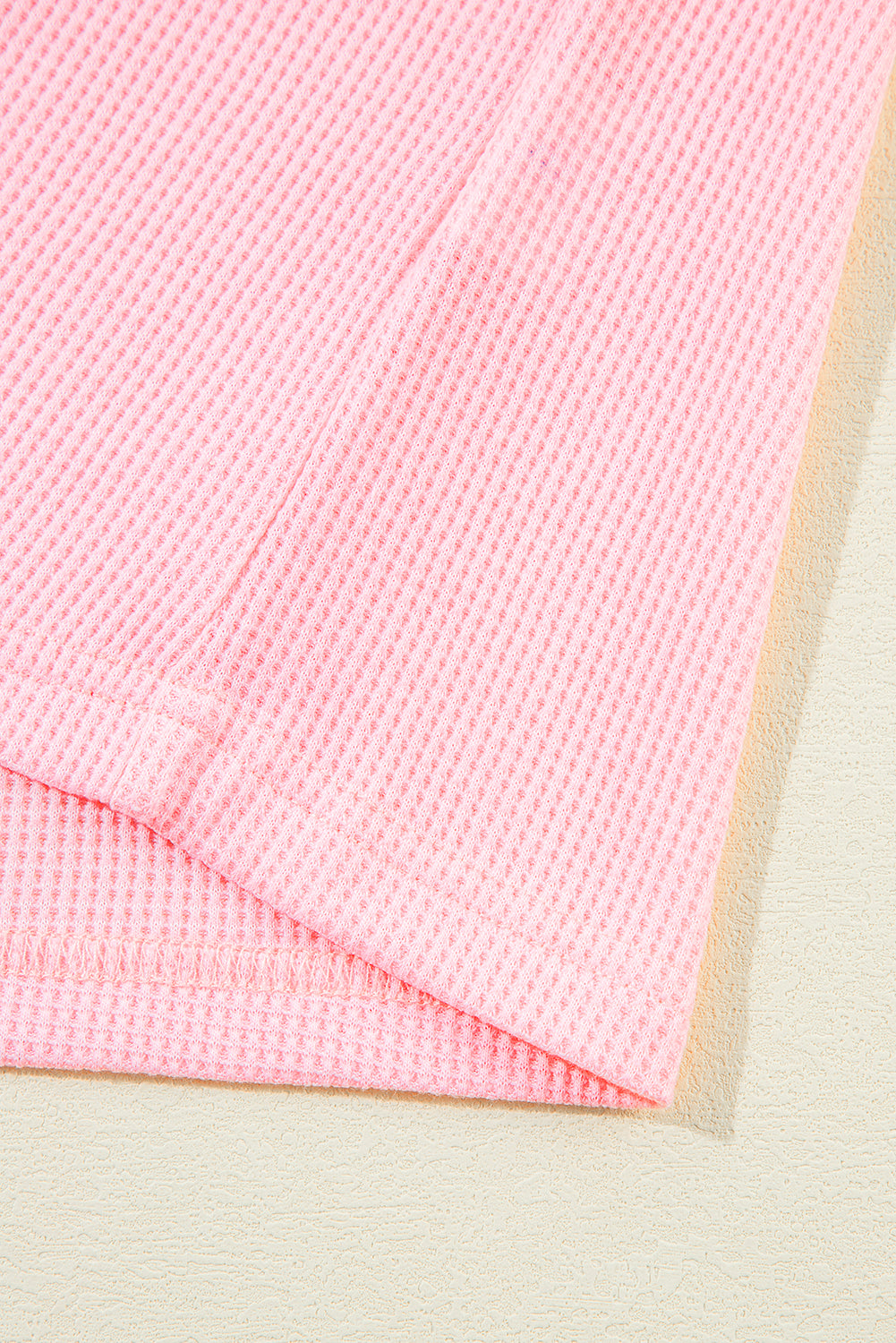 Ensemble t-shirt et short côtelé rose grande taille à coutures apparentes