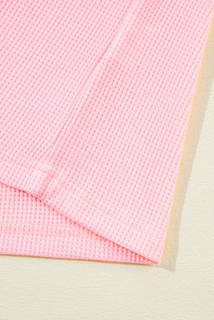 Ensemble t-shirt et short côtelé rose grande taille à coutures apparentes