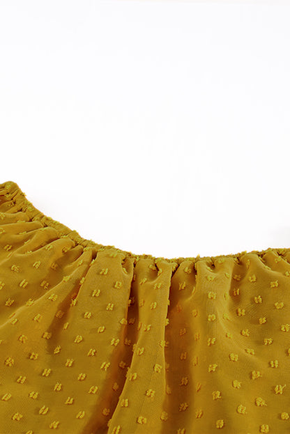 Yellow Yellow Off Shoulder Ruffle Swiss Dot Maxi Dress