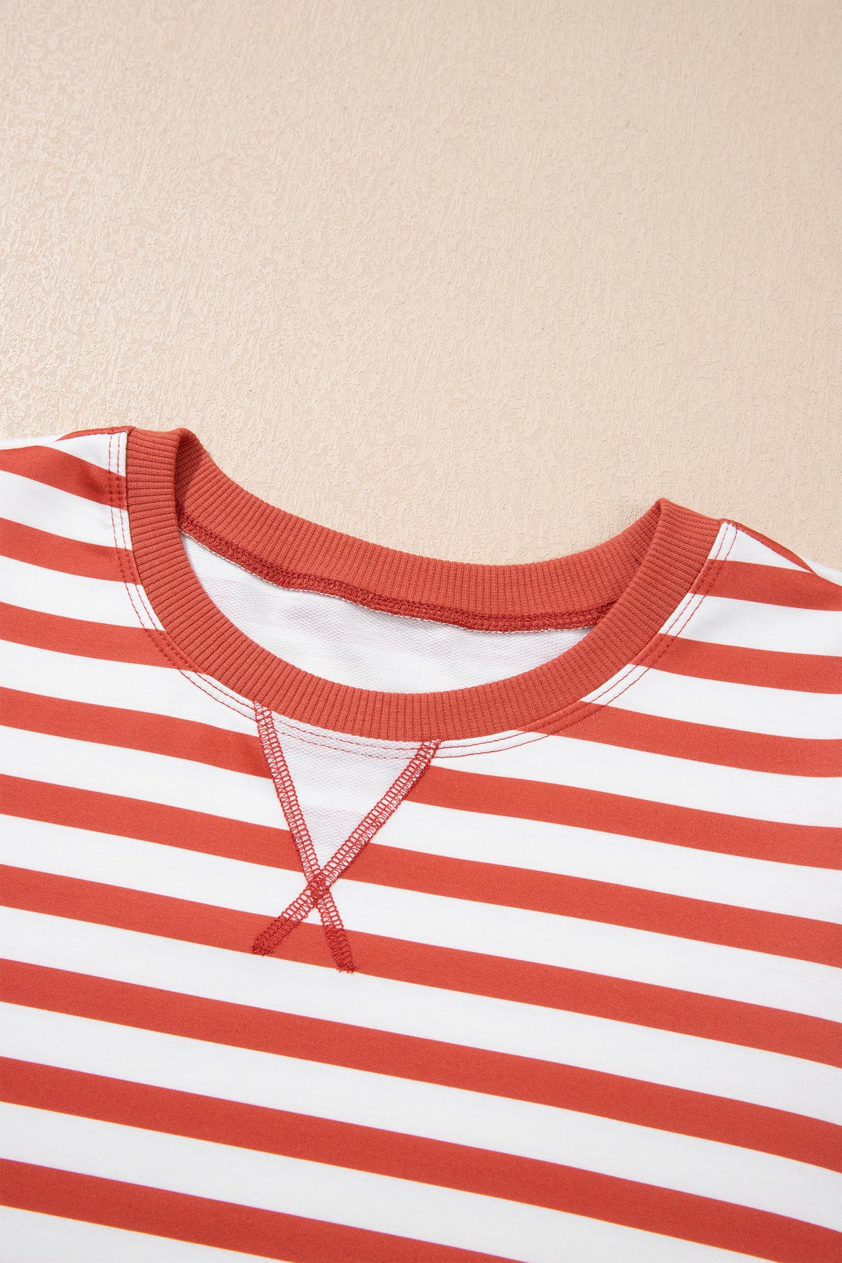 Orange Stripe Short Bubble Sleeve T Shirt