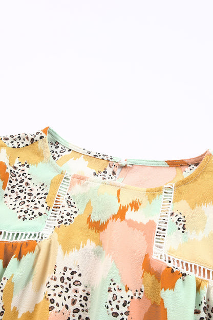 Blusa de manga larga con estampado abstracto multicolor
