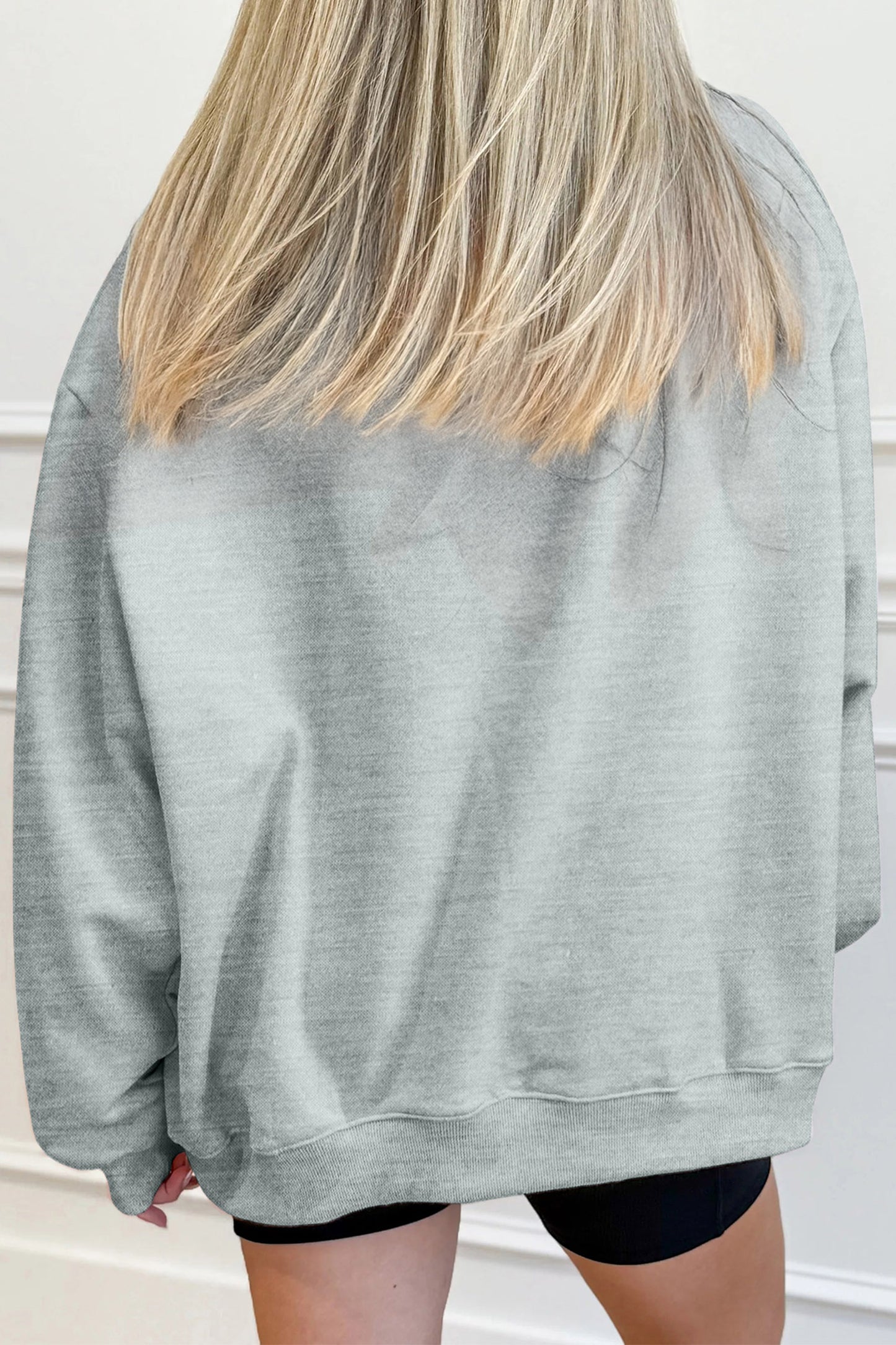 Gray Sequin Pumpkin Patch Mock Neck Baggy Sweatshirt
