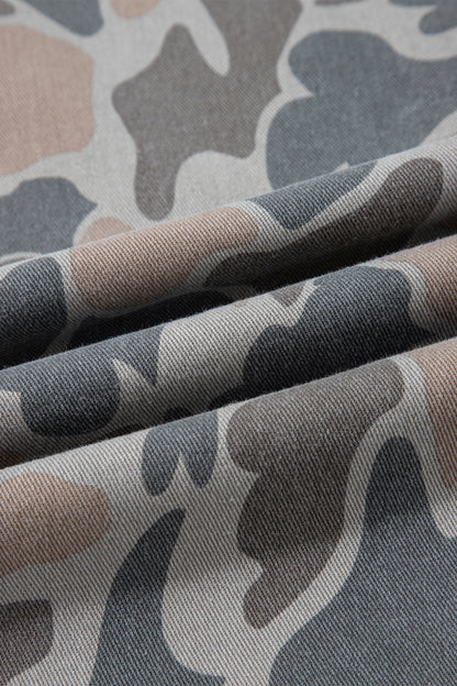 Multicolour Plus Size Camouflage Print High Rise Barrel Jeans