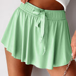 Light Green Drawstring High Waist Lined Tennis Skorts
