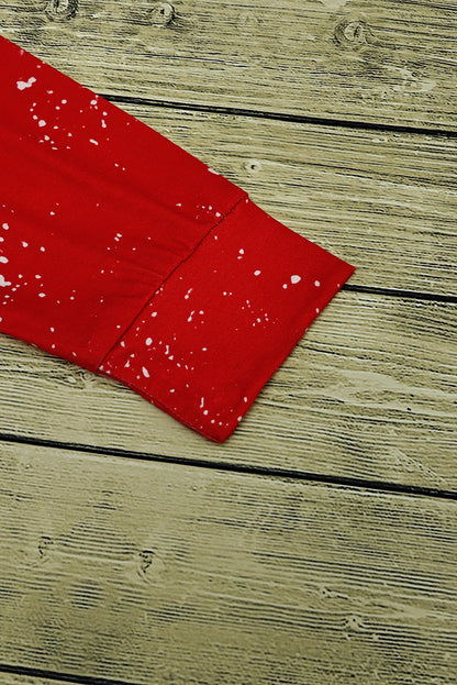 Red Retro Bleached Leopard Spot Pullover