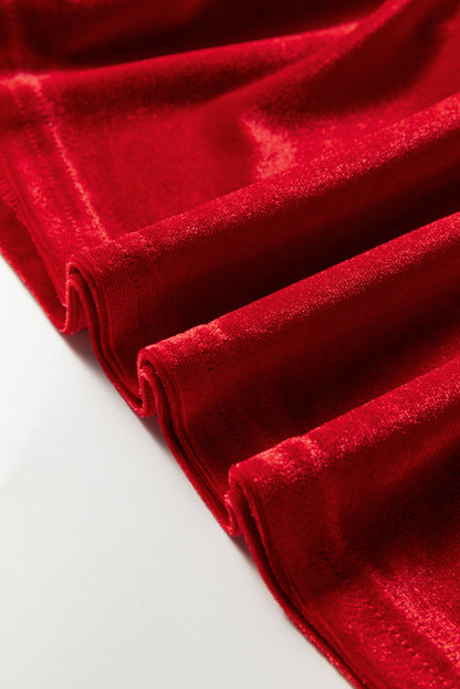 Red Clay Plus Size Tie Front Velvet Peplum Blouse