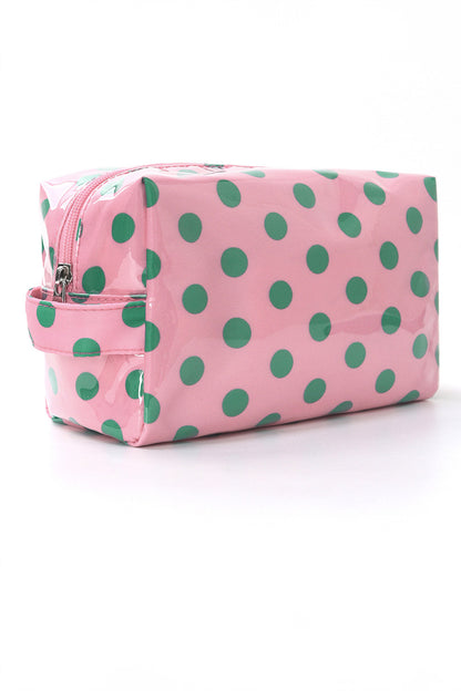 Light Pink Durable PVC Polka Dot Makeup Bag