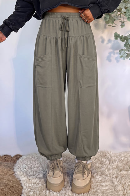 Seagrass Elastic Waist Drawstring Wide Leg Full Length Pants