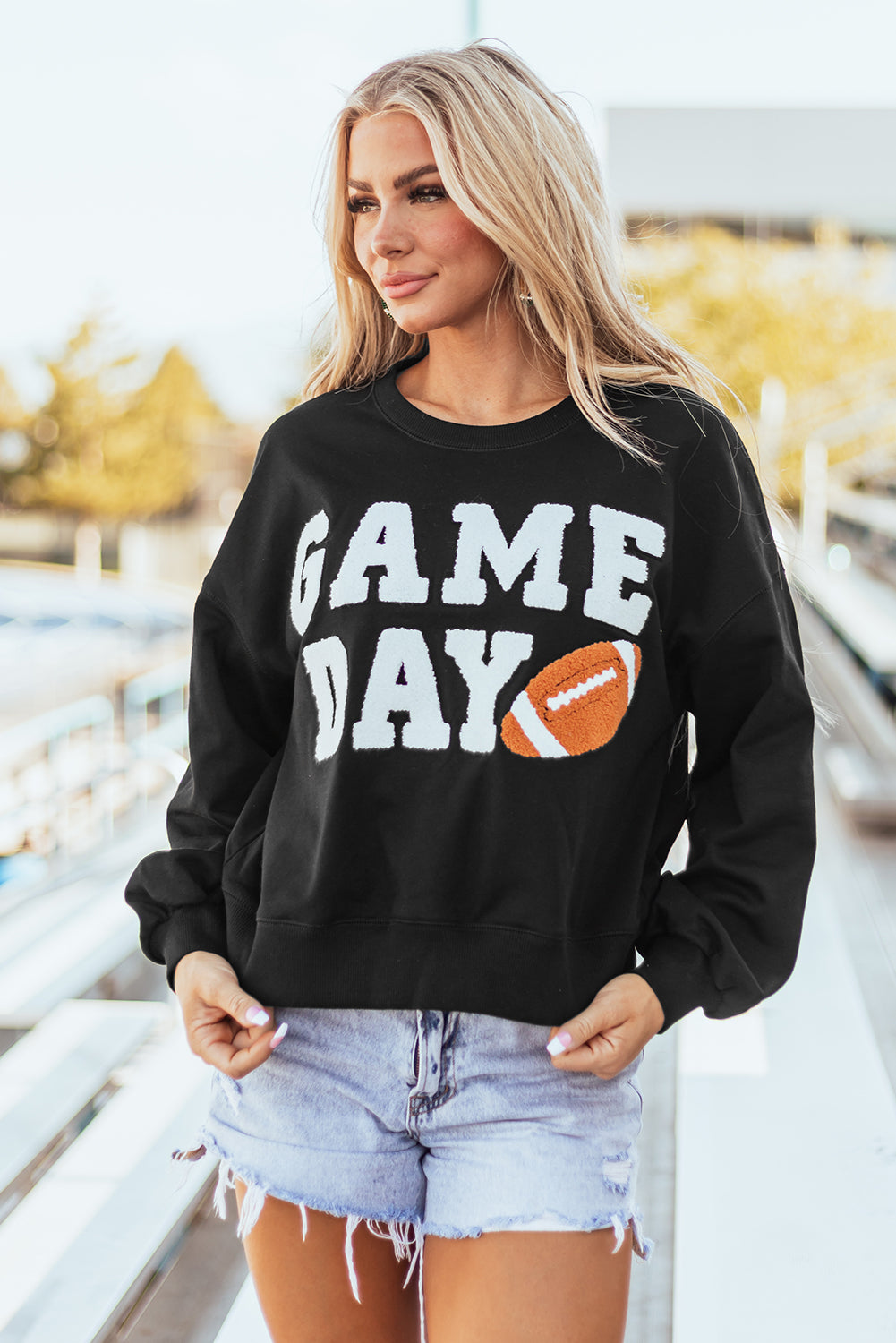 Sweat-shirt noir à imprimé graphique GAME DAY