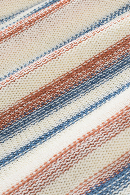 Pull à capuche à rayures multicolores et poche kangourou 