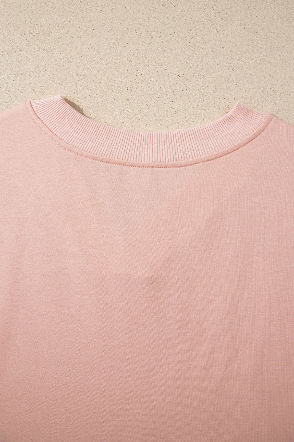 Apricot Pink Solid Color V Neck Tee Drawstring Pant Set