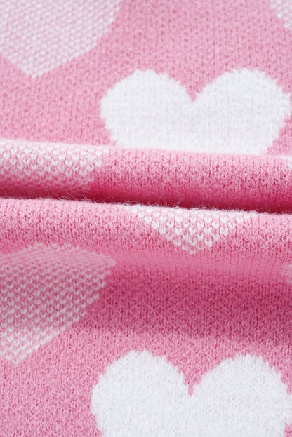 Pull ras du cou rose à imprimé cœur perlé pour la Saint-Valentin