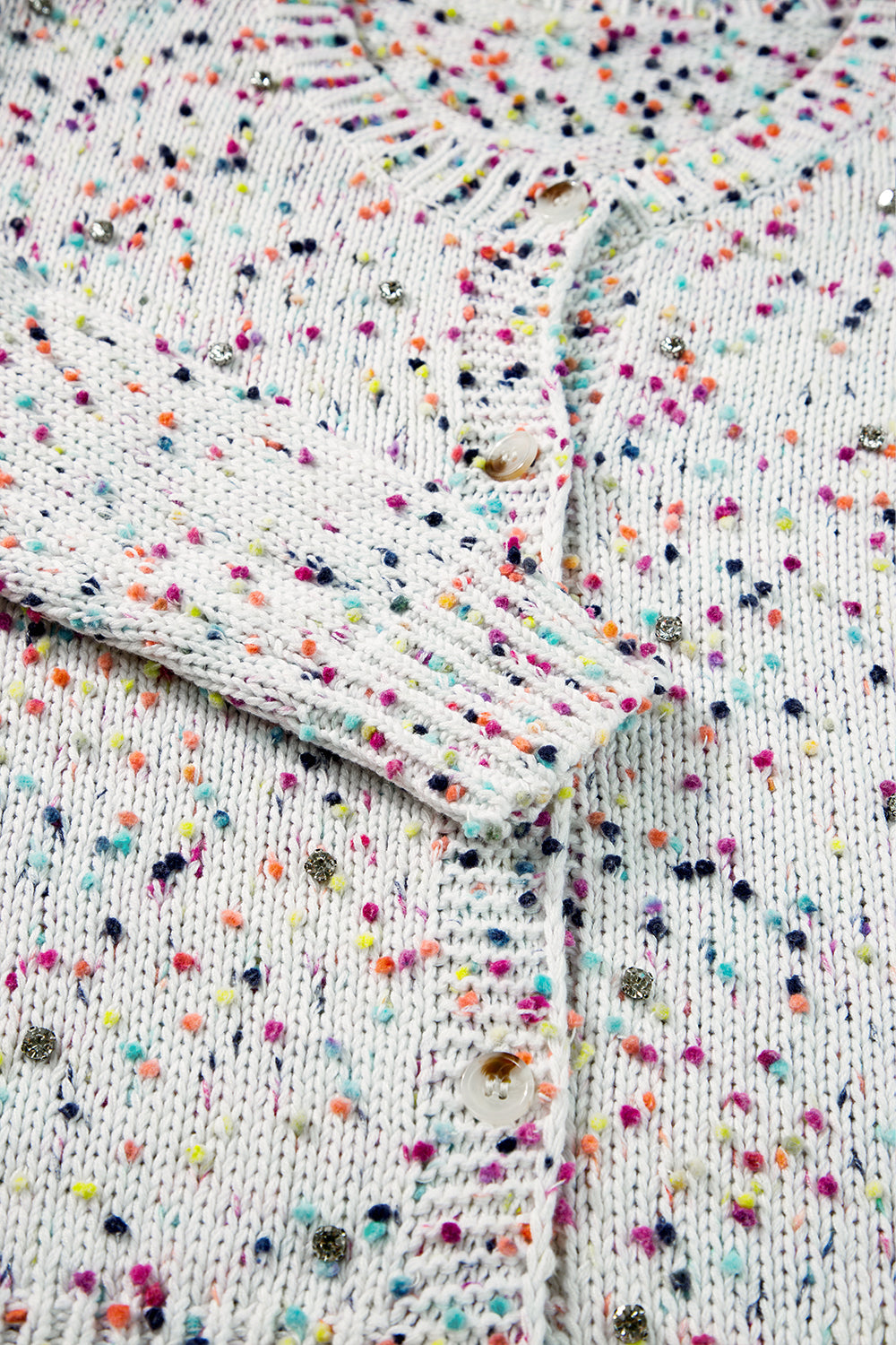 Cardigan blanc à confettis multicolores