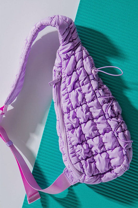 Wisteria Marshmallow Quilted Drawstring Decor Sling Bag