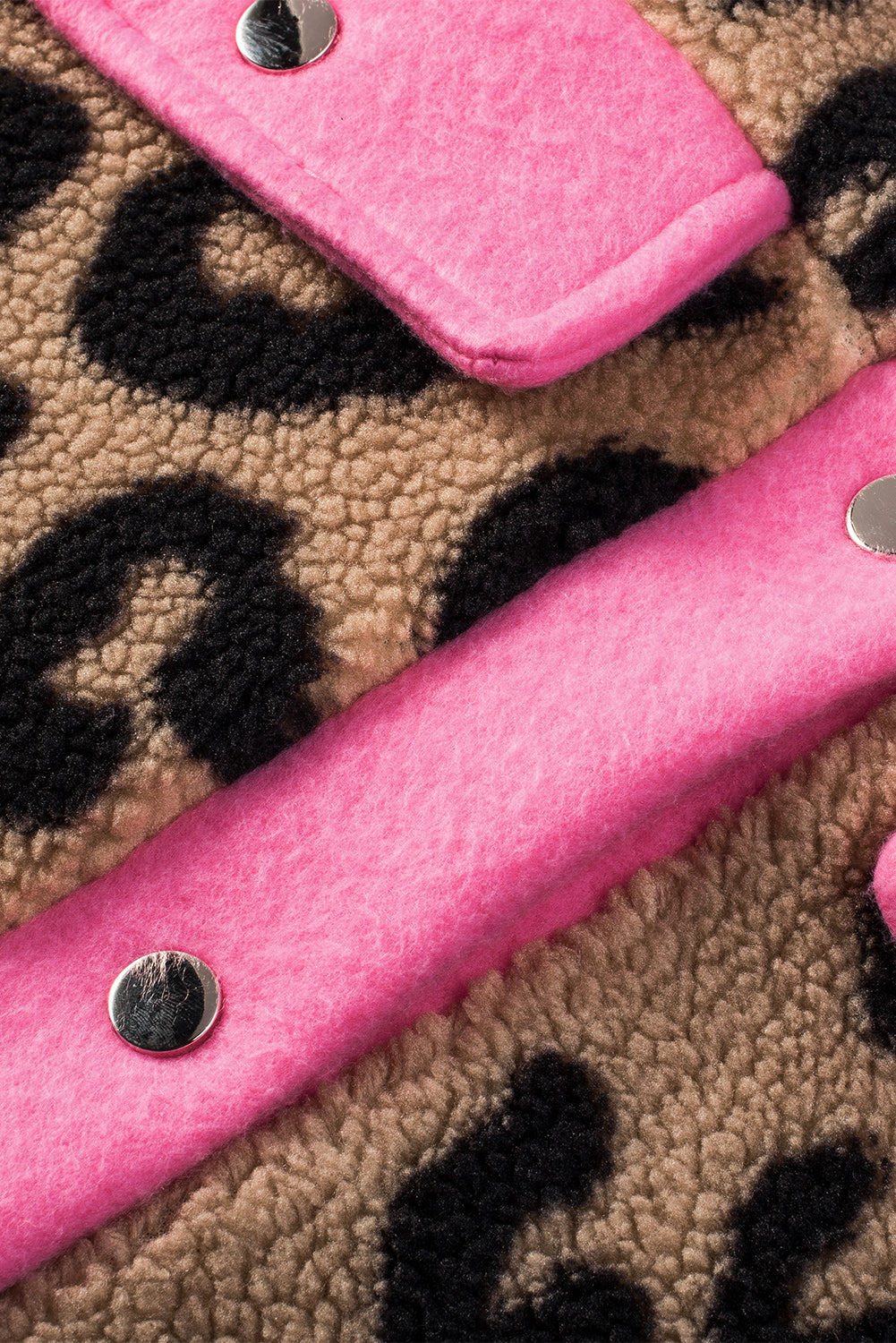 Veste Teddy léopard à bordure contrastante