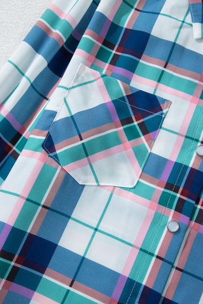 Ensemble 2 pièces chemise et short à carreaux bleus