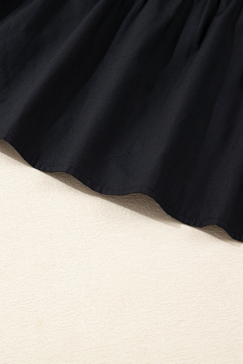 Black Contrast Trim Knot Cuffs Plus Size V Neck Mini Dress