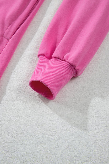 Sweat-shirt uni Bonbon à col rond et ourlet haut-bas