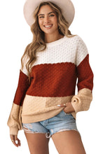 Geometric Texture Colorblock Sweater