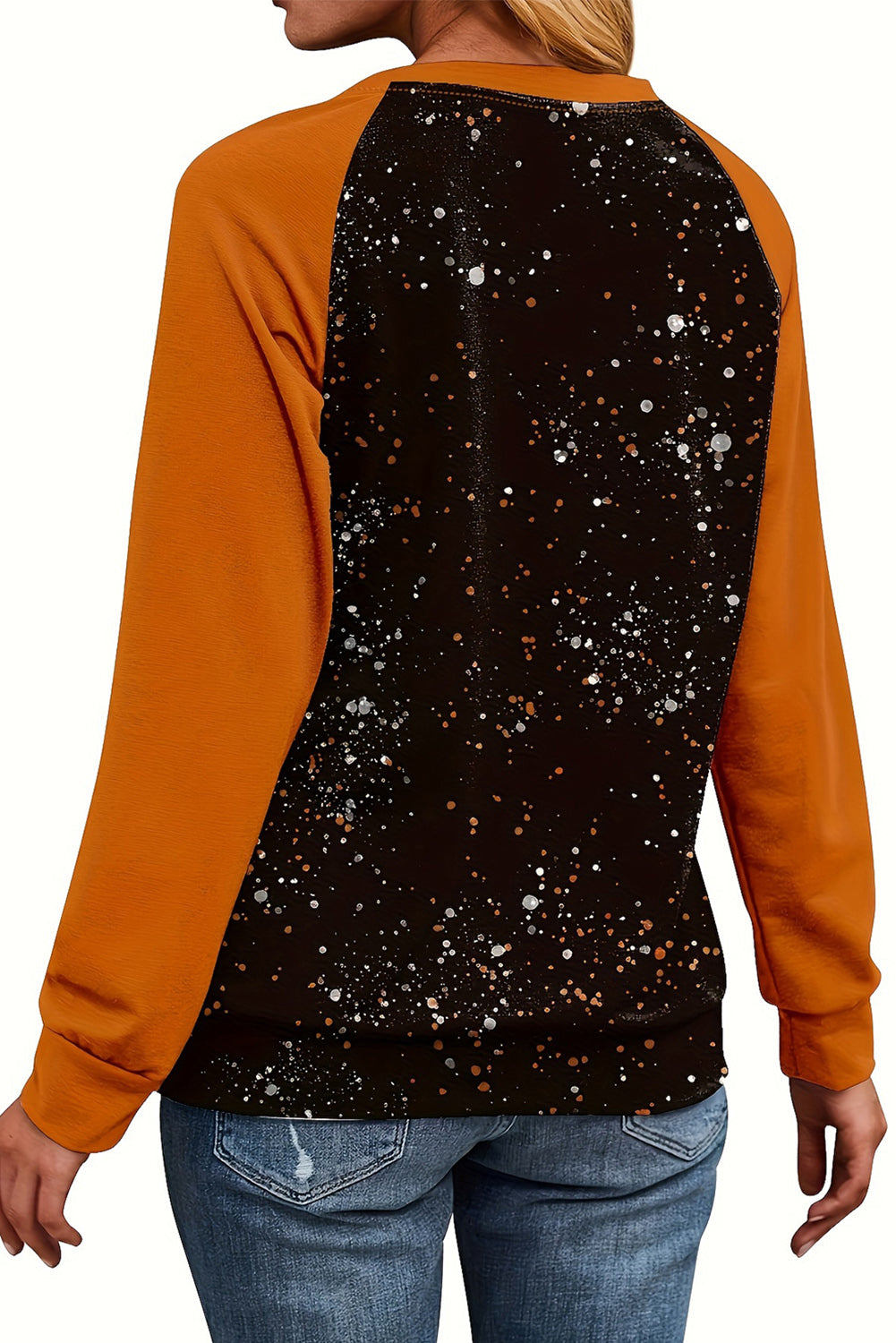 Haut décoloré à motif citrouille d'Halloween « Gold Flame It's Fall »