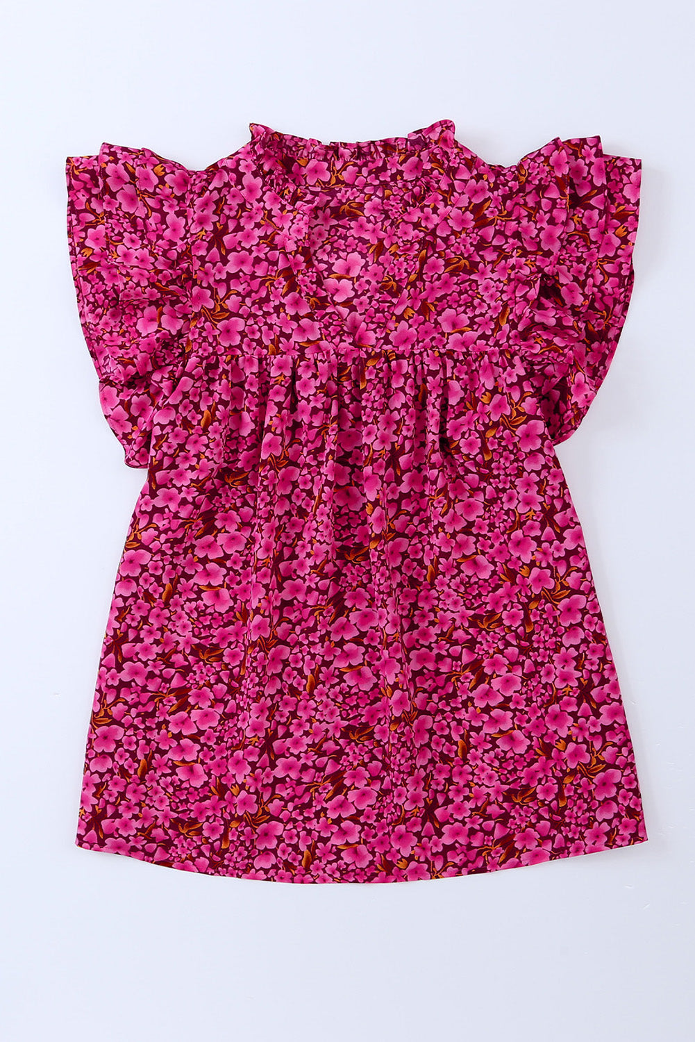 Haut à col en V et manches flottantes à imprimé floral