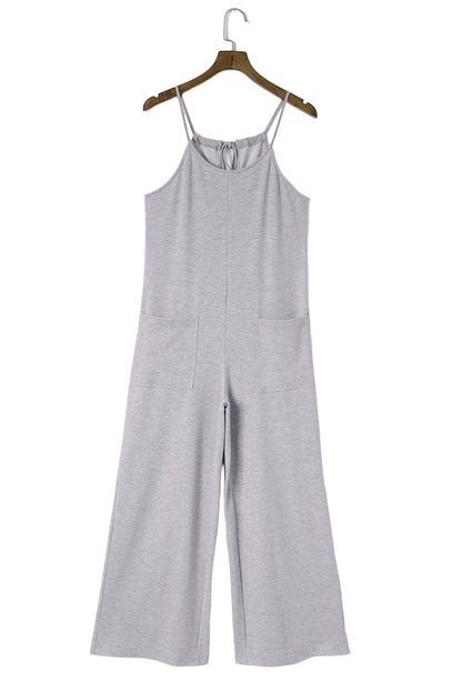 Loose Fit Side Pockets Spaghetti Strap Wide Leg Jumpsuit